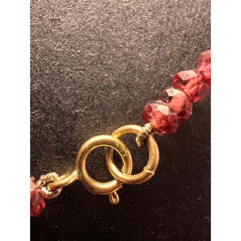 14k gold garnet and pearl station necklace 18 inches